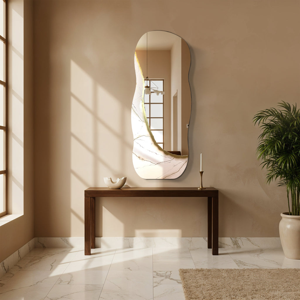 Ivory Vein – Freestanding Irregular White Marble Wall Décor Tatiana & Glen