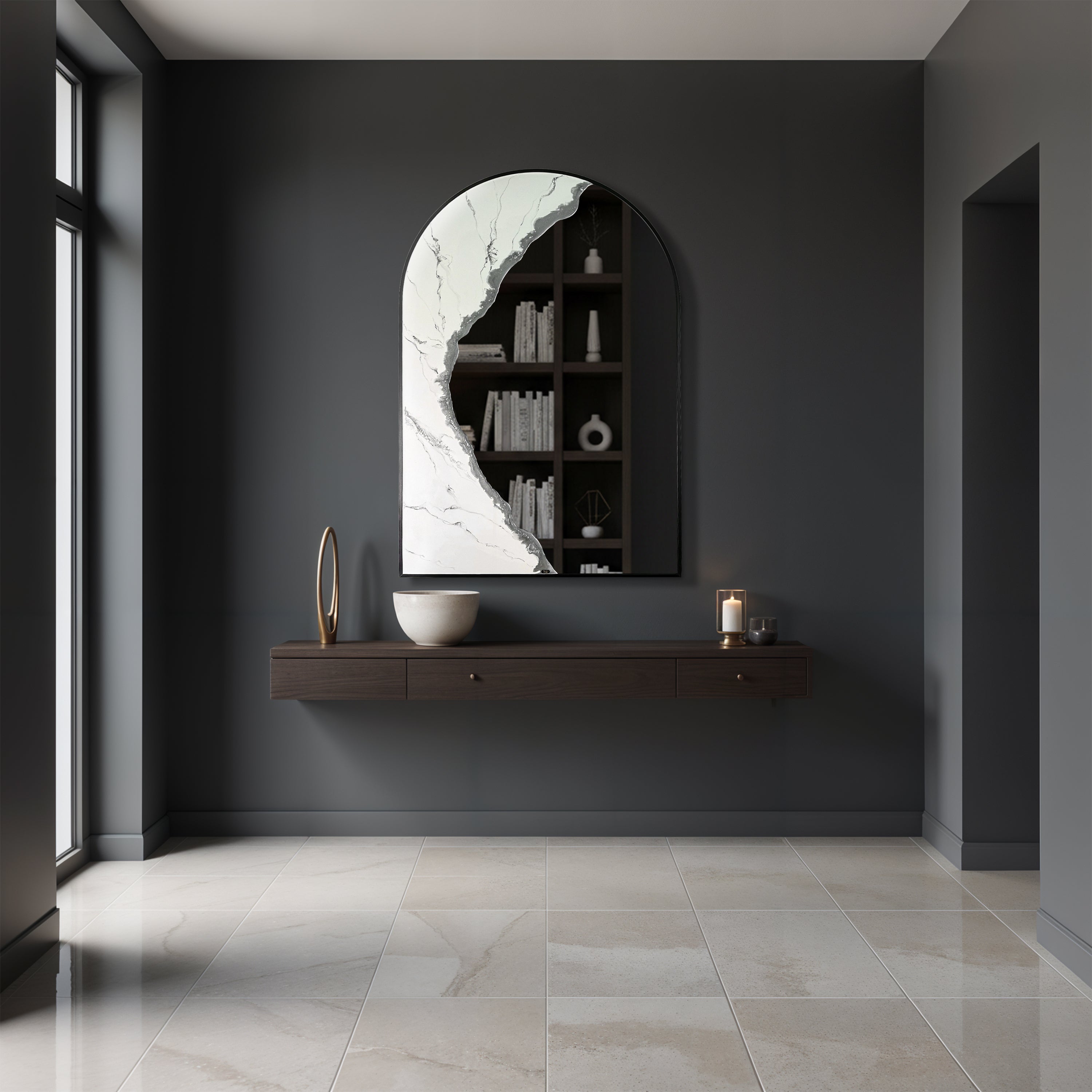 Hand Sculptured Arch Wall Mirror – Tatiana Glen | Auric Arch | 36H x 24W Inches Tatiana & Glen