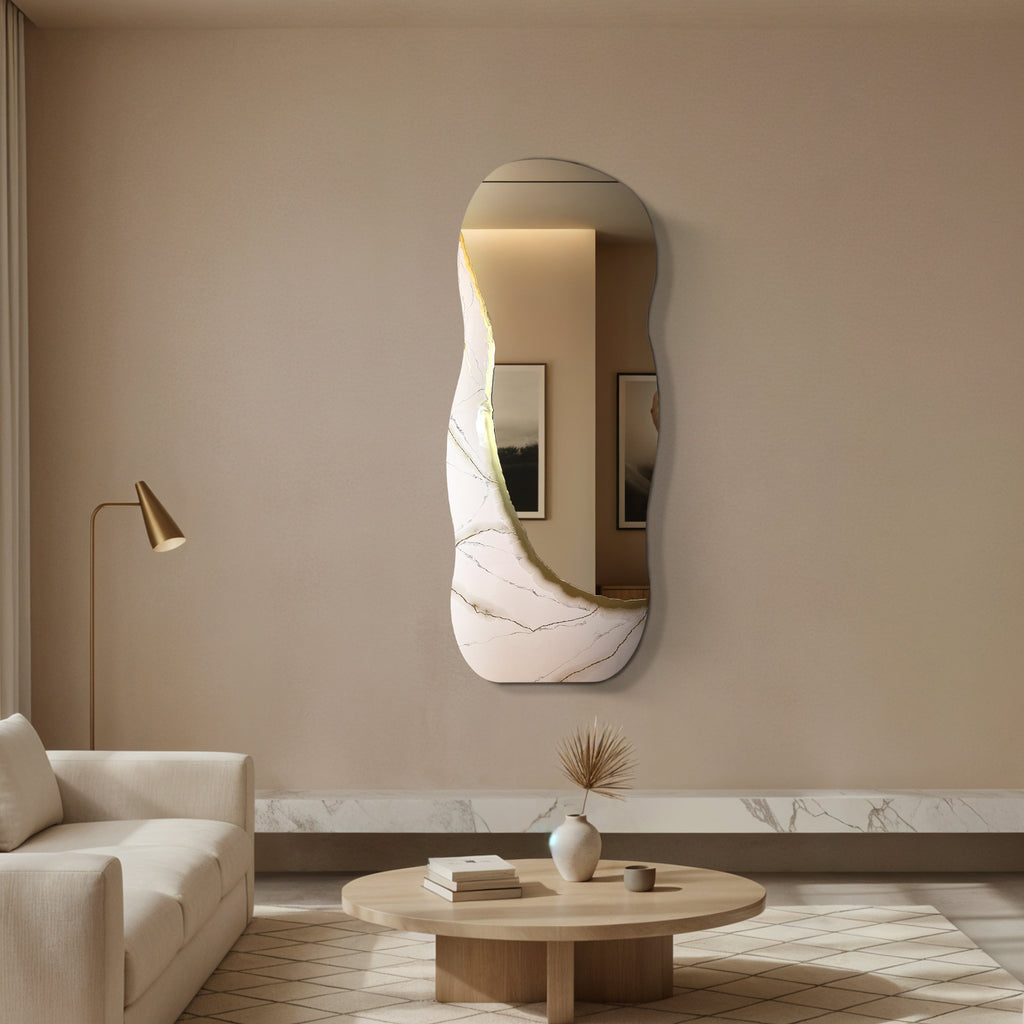 Ivory Vein – Freestanding Irregular White Marble Wall Décor Tatiana & Glen