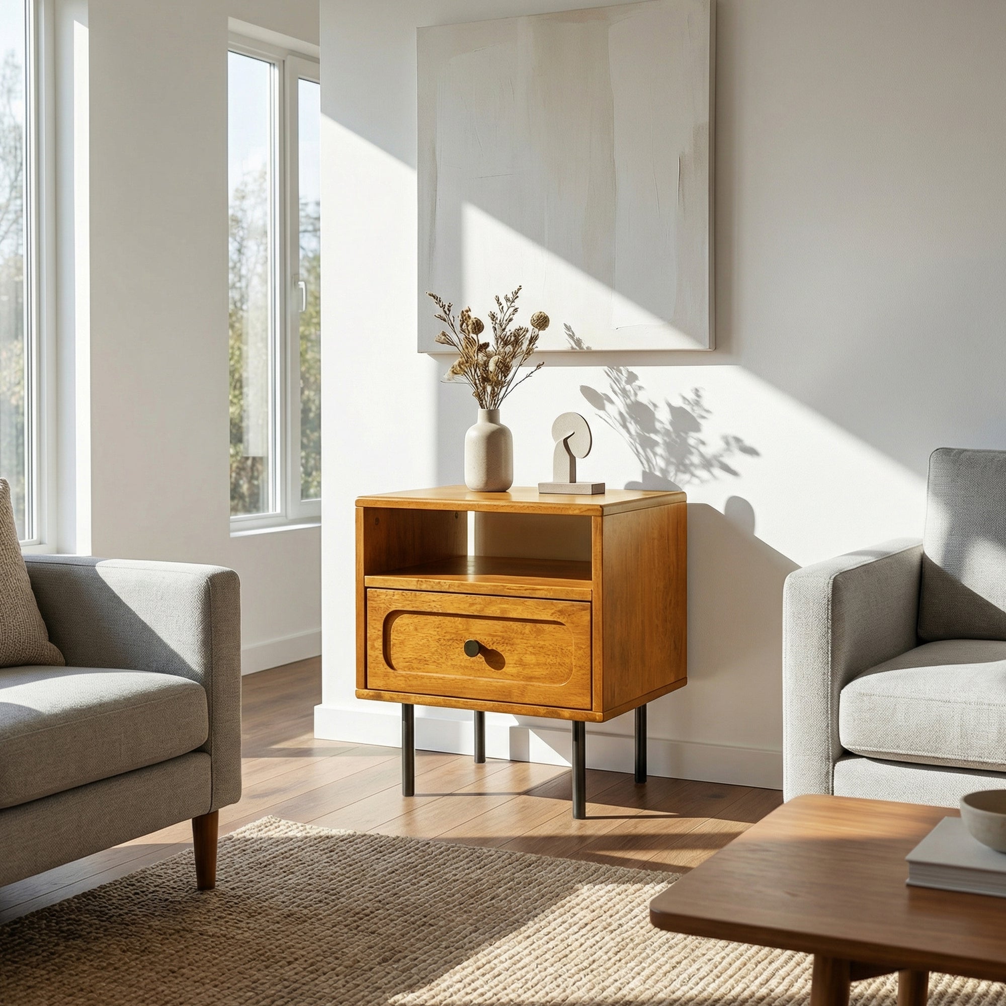 Savana Solid Wood Single-Drawer Nightstand Megsu