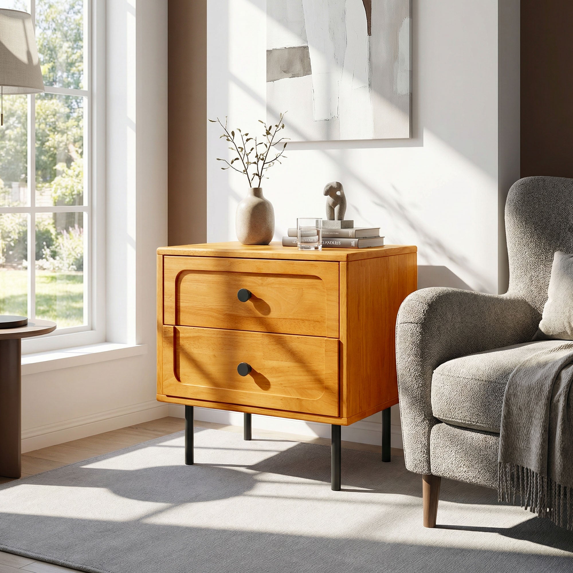 Savana Solid Wood 2-Drawer Nightstand Megsu