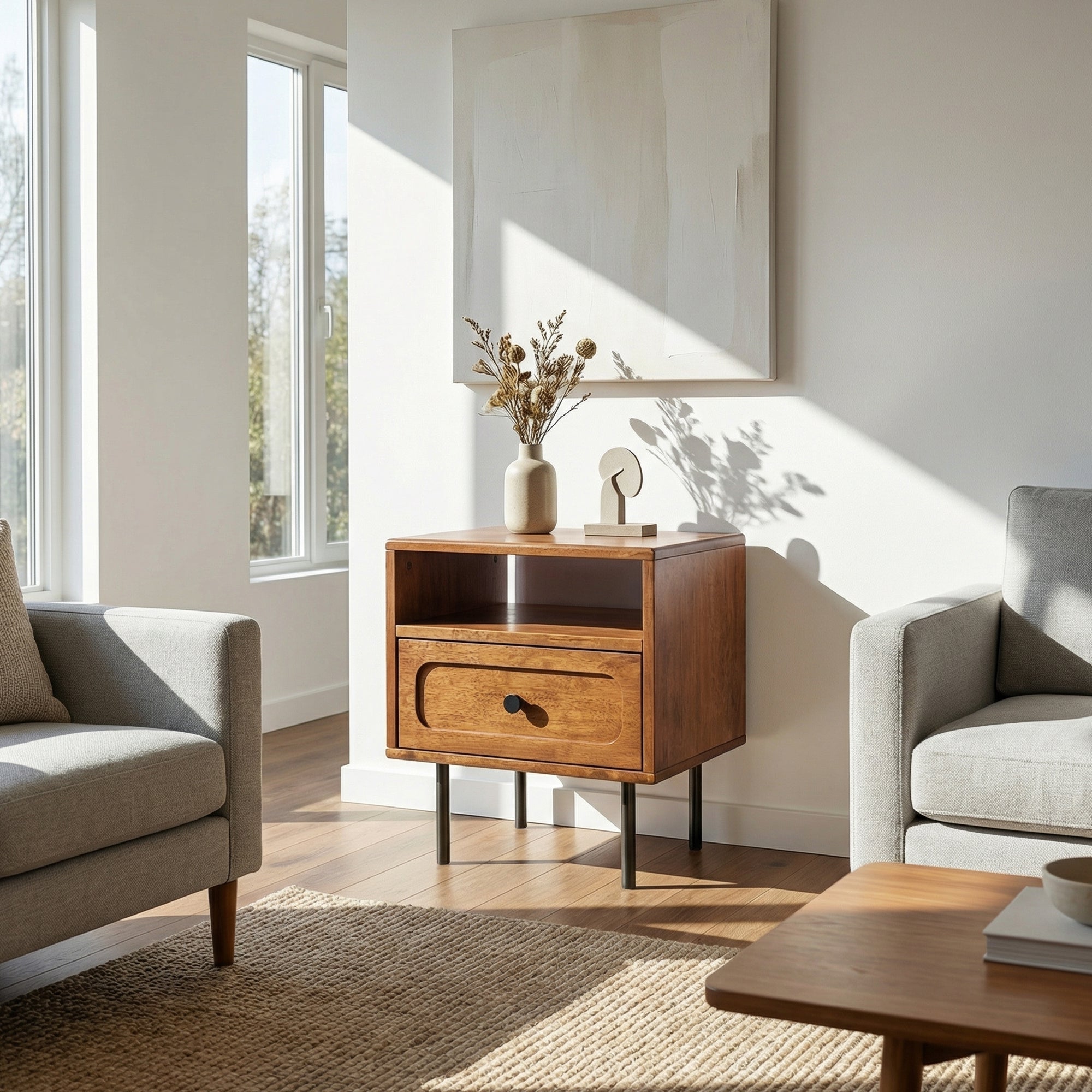 Savana Solid Wood Single-Drawer Nightstand Megsu