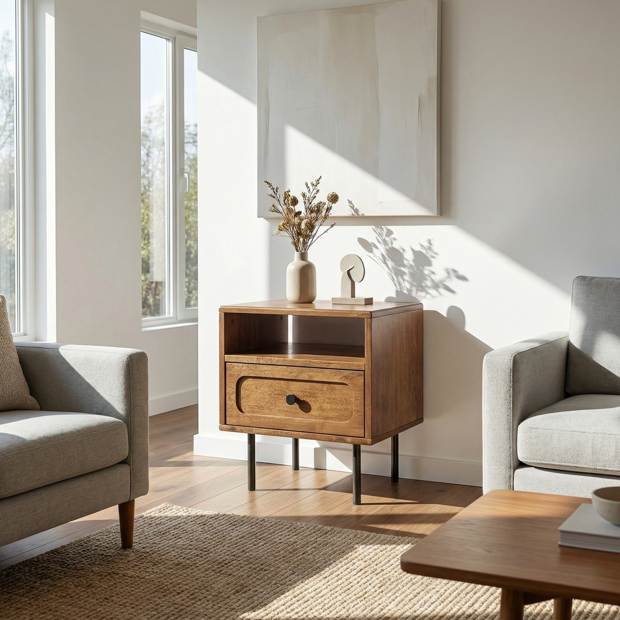 Savana Solid Wood Single-Drawer Nightstand Megsu