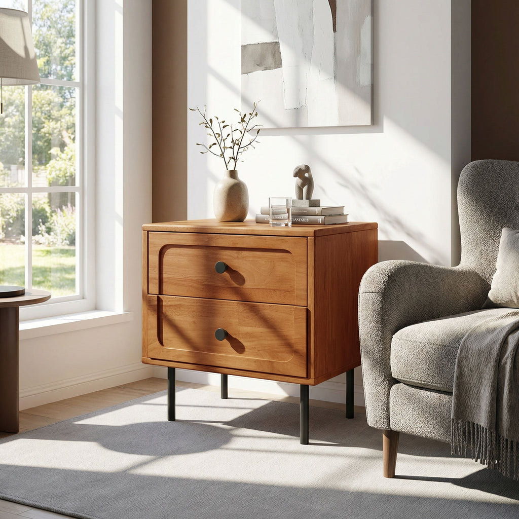 Savana Solid Wood 2-Drawer Nightstand Megsu
