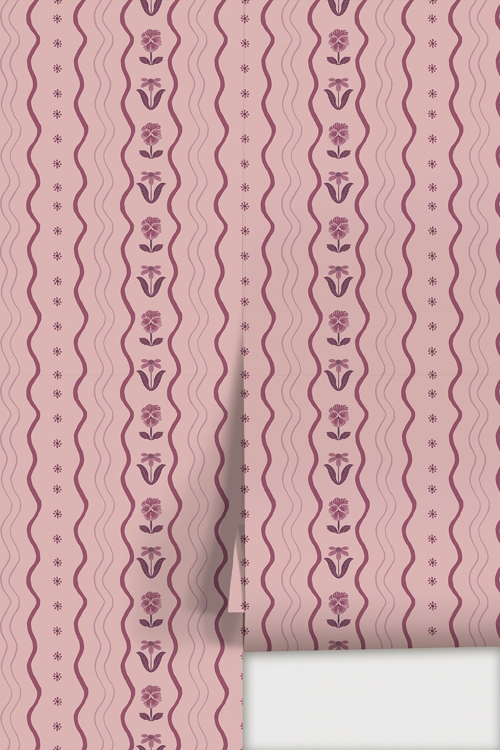 Posy Lane Stripe Wallpaper, lilac and plum Samantha Santana Creative