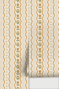 Posy Lane Stripe Wallpaper, beige and orange Samantha Santana Creative