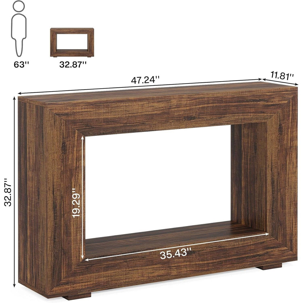 Modern Farmhouse 47-inch Long Entryway Console Table in Rustic Brown Wood Finish HomePacific