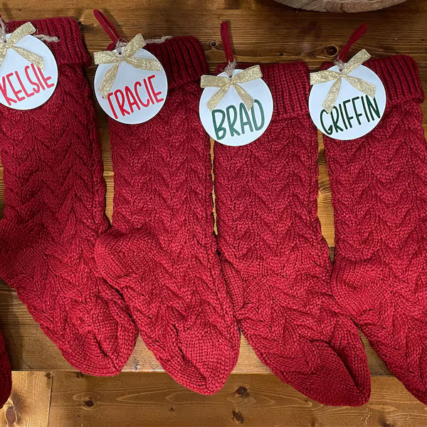 Red Knitted Christmas Stocking Busa Designs