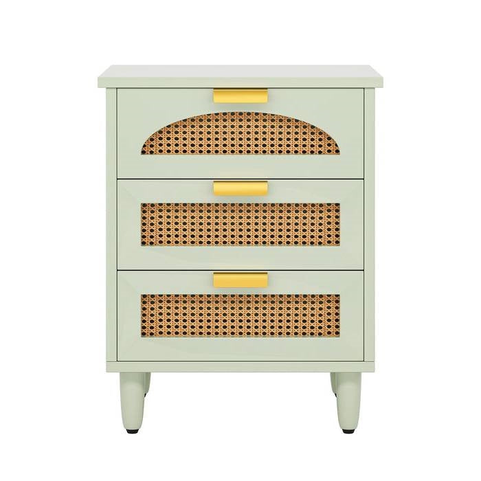 Retro Mid-Century Modern 3 Drawer Bedside Table Nightstand in Mint Green HomePacific