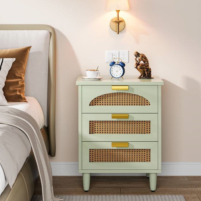 Retro Mid-Century Modern 3 Drawer Bedside Table Nightstand in Mint Green HomePacific