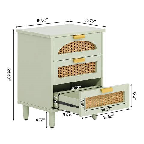 Retro Mid-Century Modern 3 Drawer Bedside Table Nightstand in Mint Green HomePacific