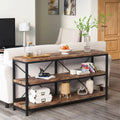 Industrial 55-inch Wood Shelf Console Sofa Table with Sturdy Black Metal Frame HomePacific