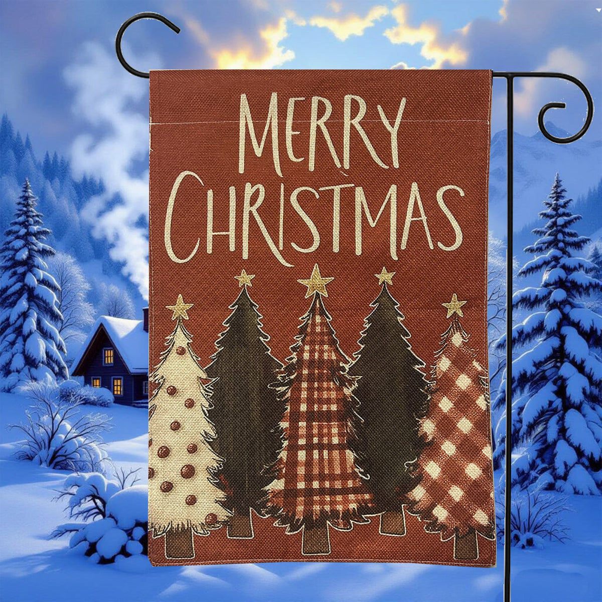 Red Merry Christmas Trees Cotton and Crate