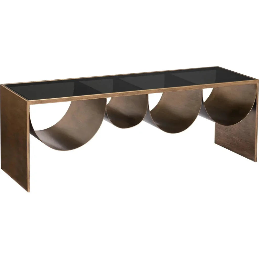 Reed Glass & Black Steel Rectangular Coffee Table
