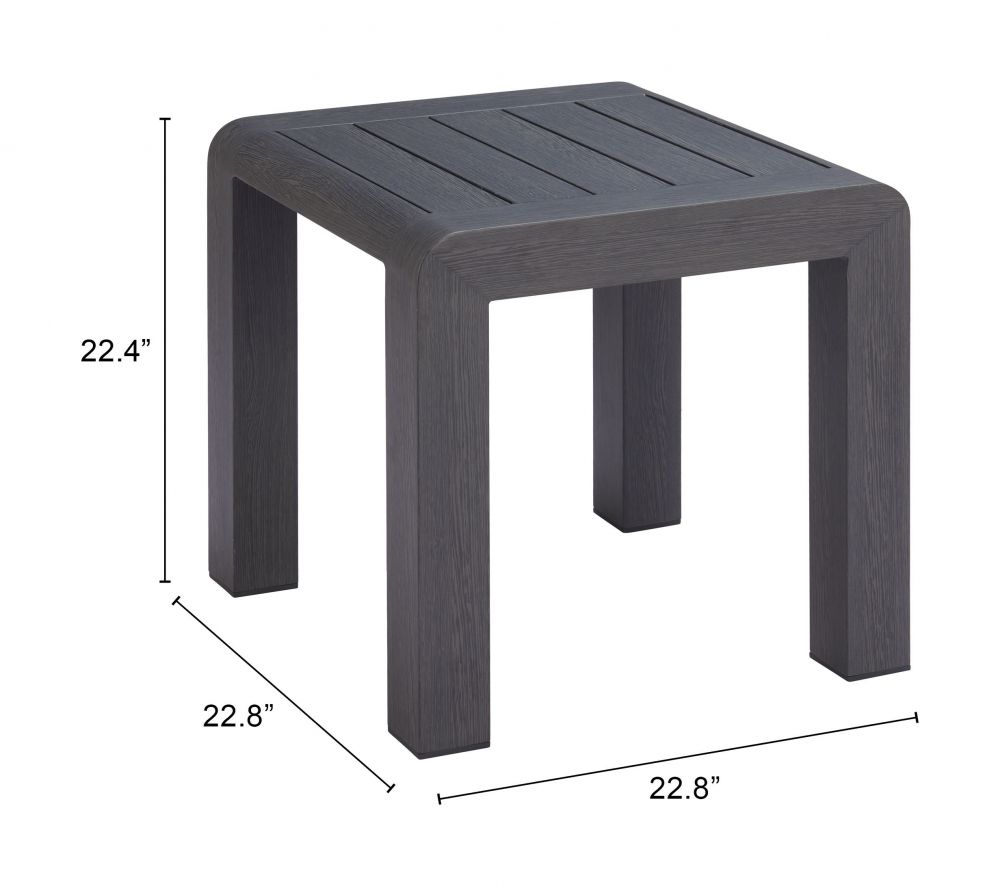Rolig Aluminum Black Outdoor Side Table LOOMLAN