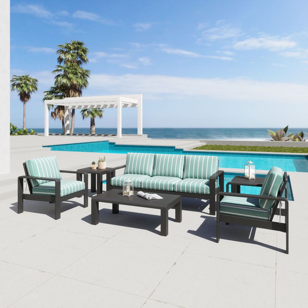 Rolig Green Olefin Fabric Outdoor Armchair LOOMLAN