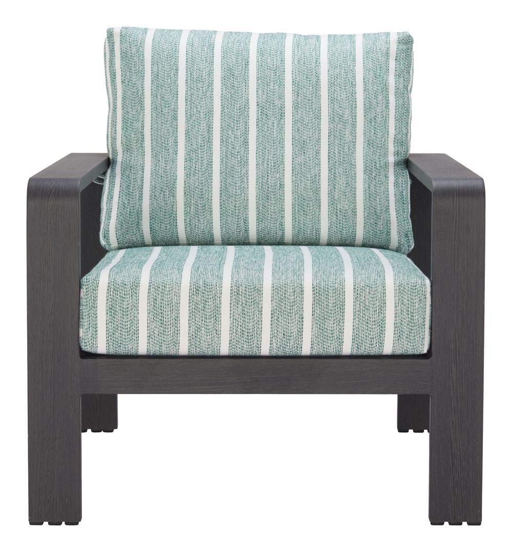 Rolig Green Olefin Fabric Outdoor Armchair LOOMLAN