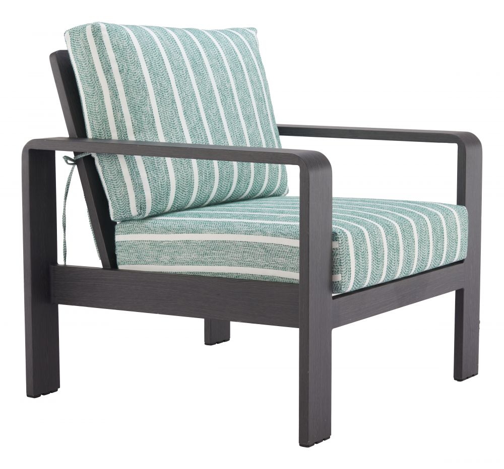 Rolig Green Olefin Fabric Outdoor Armchair LOOMLAN