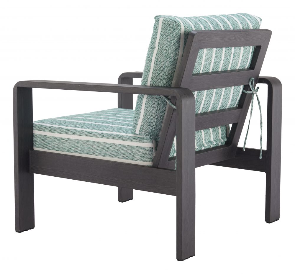 Rolig Green Olefin Fabric Outdoor Armchair LOOMLAN