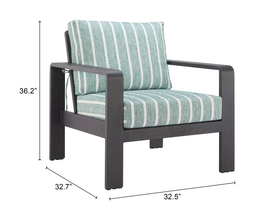 Rolig Green Olefin Fabric Outdoor Armchair LOOMLAN