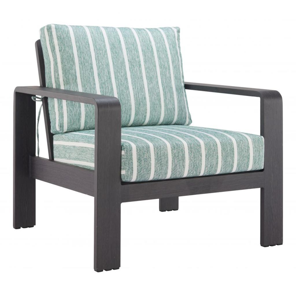 Rolig Green Olefin Fabric Outdoor Armchair LOOMLAN