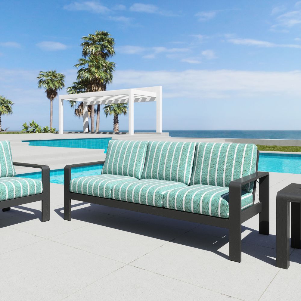 Rolig Green Olefin Fabric Outdoor Sofa LOOMLAN