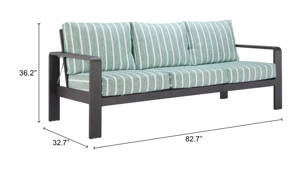 Rolig Green Olefin Fabric Outdoor Sofa LOOMLAN