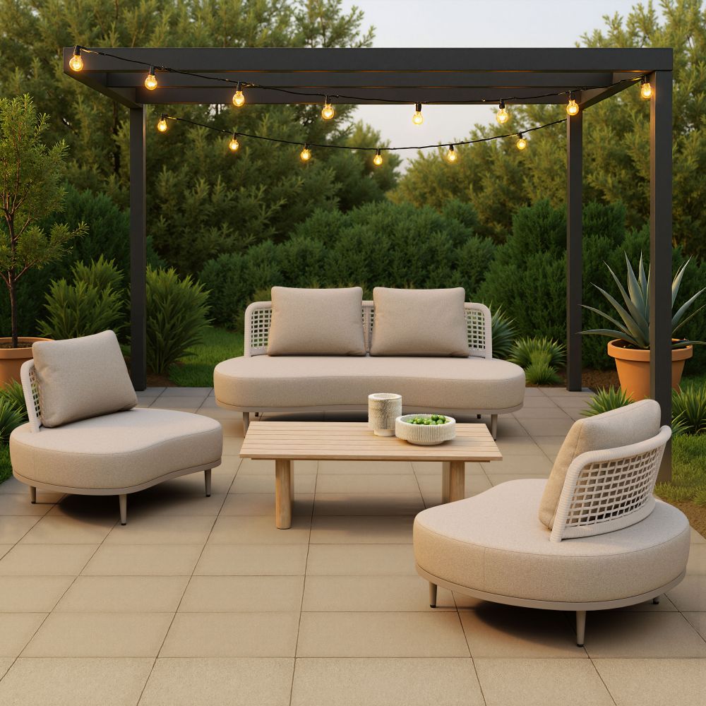 Ruhe Olefin Fabric Outdoor Accent Chair LOOMLAN