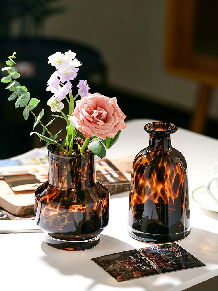 Leopard Print Luxury Glass Flower Vase Décor | Aurelia DECORBITES