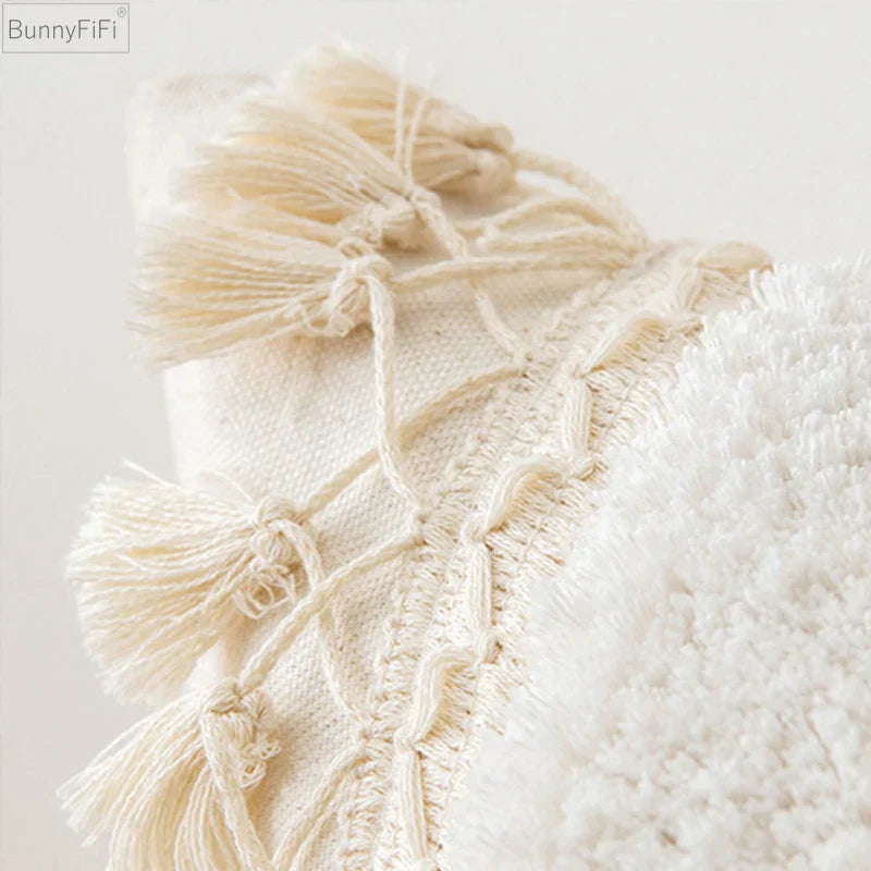DecorBites™ Ivory Pompom Tassel Pillow Cover 45x45cm/30x50cm Home Decor Sofa Seasonable