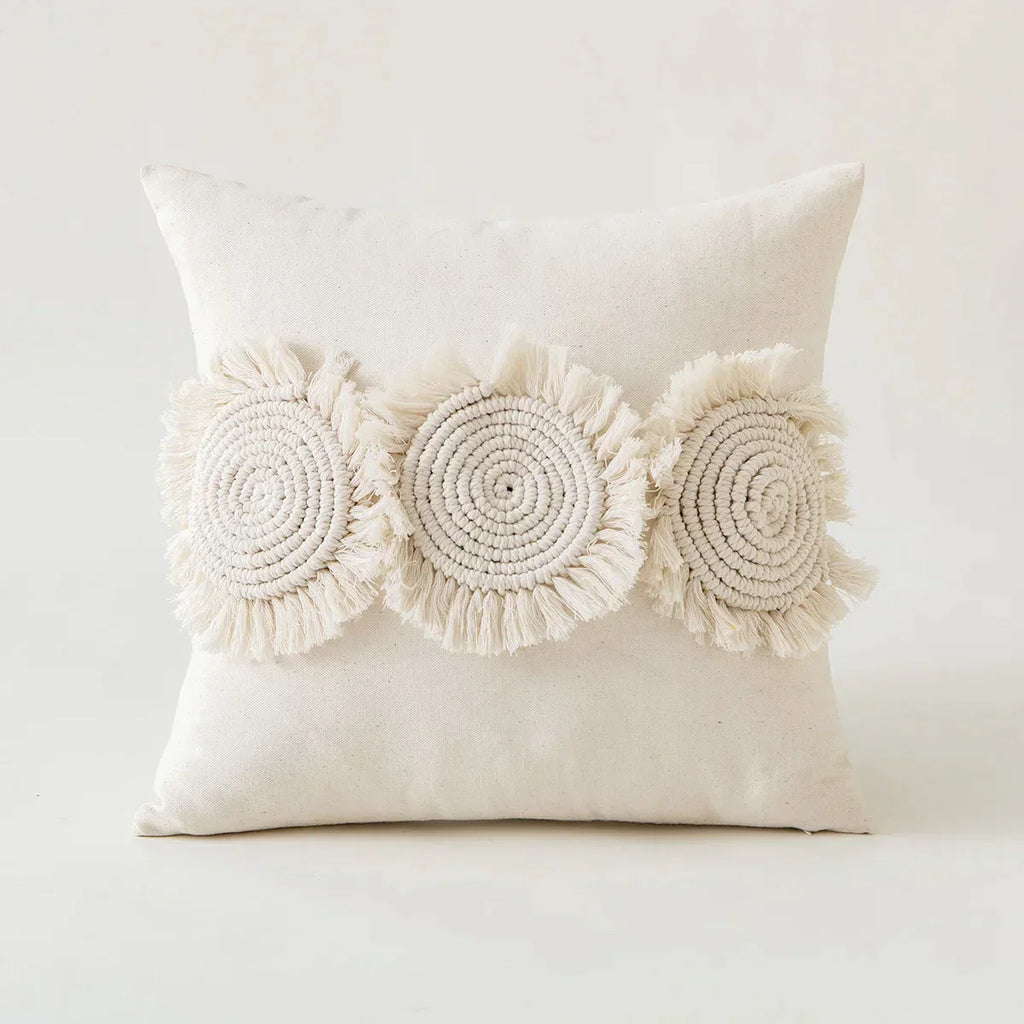 DecorBites™ Ivory Pompom Tassel Pillow Cover 45x45cm/30x50cm Home Decor Sofa Seasonable