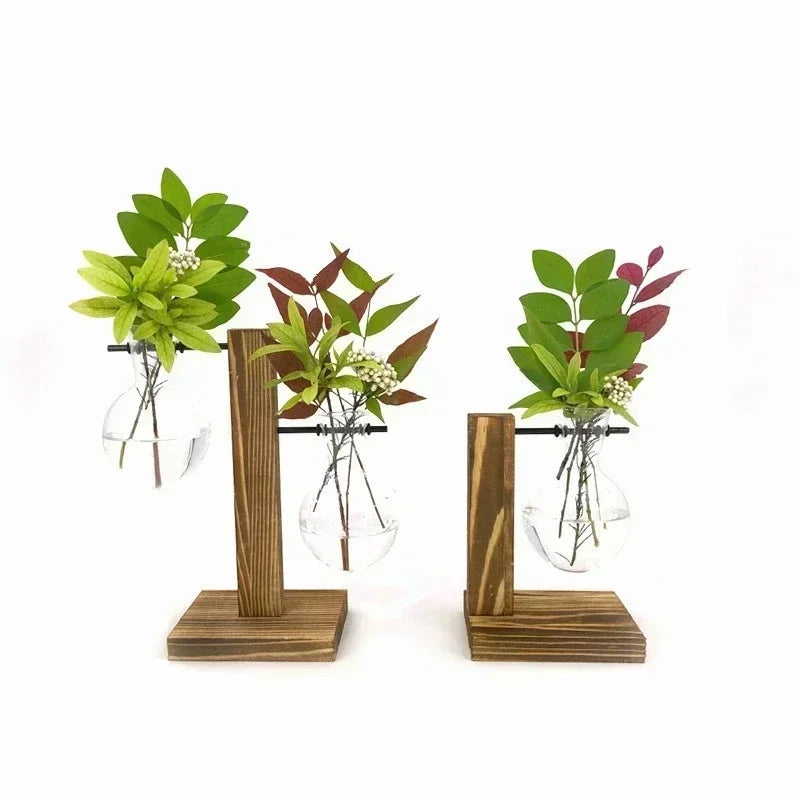 Wooden Frame Glass Terrarium Vase DECORBITES