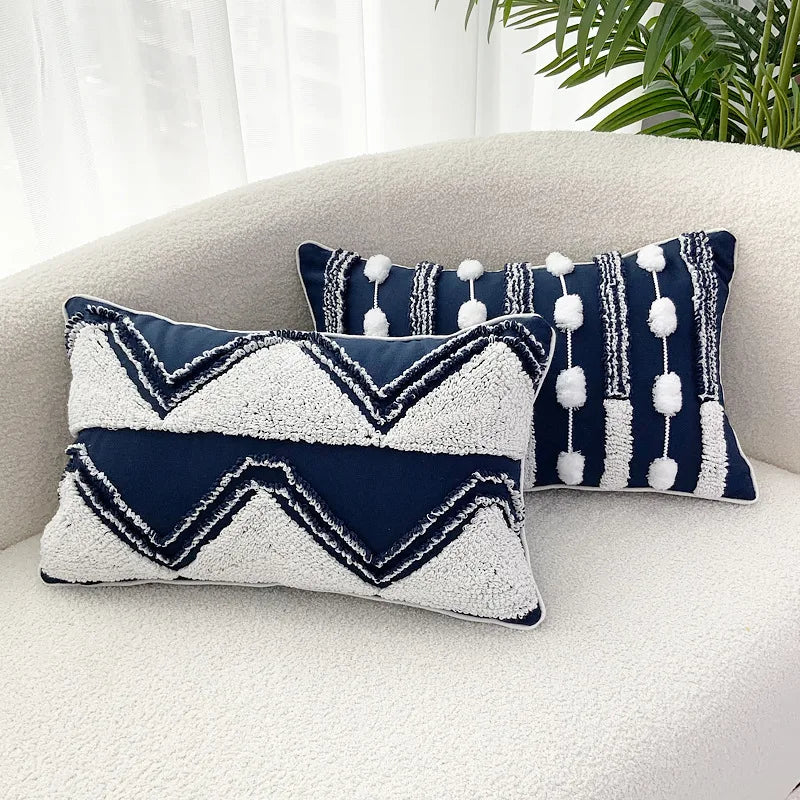 DecorBites™ Geometric Tufted Tassel Cushion Cover 30x50cm
