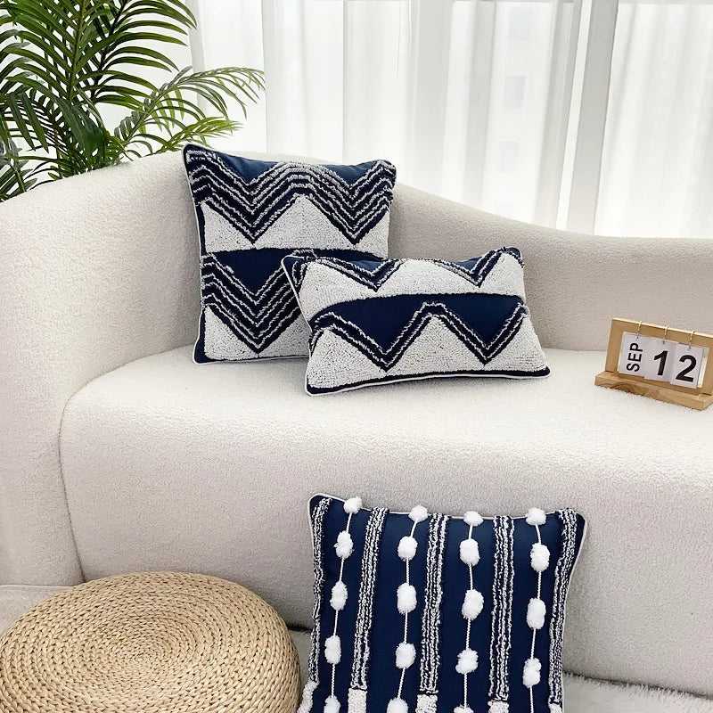 DecorBites™ Geometric Tufted Tassel Cushion Cover 30x50cm