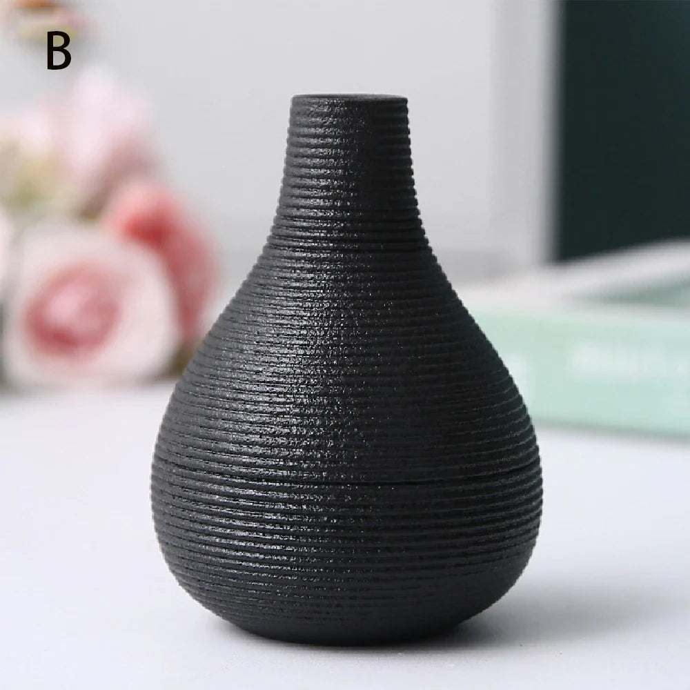 Simple Small Black Ceramic Vase DECORBITES