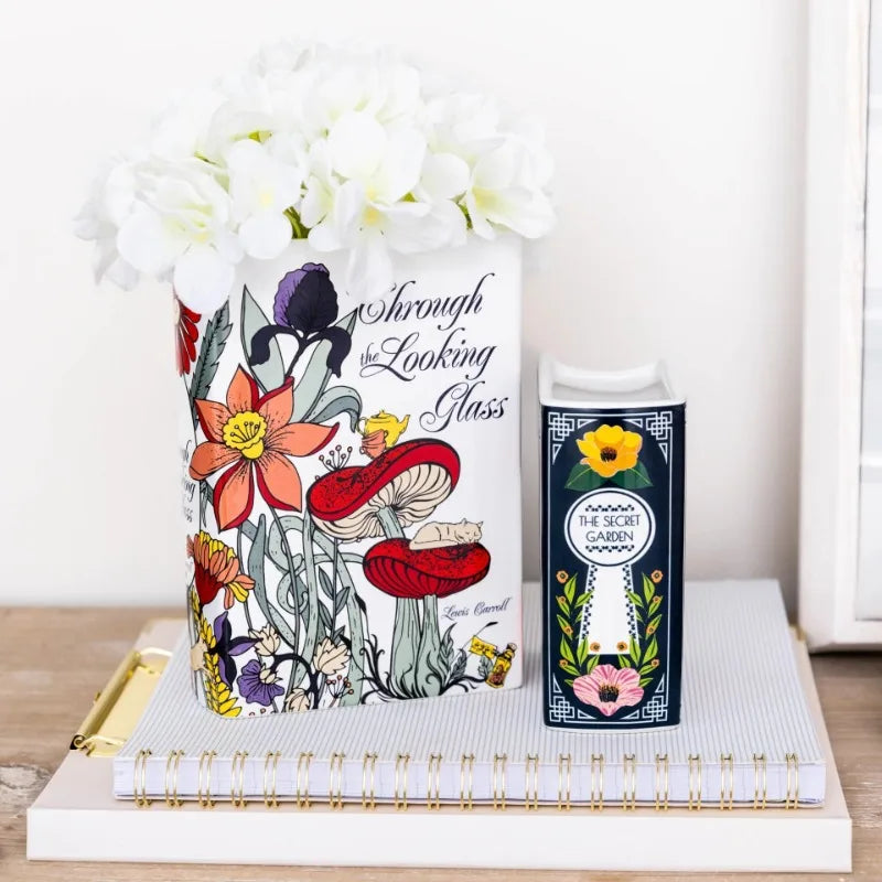 Ceramic Stacked Book Flower Vase DECORBITES