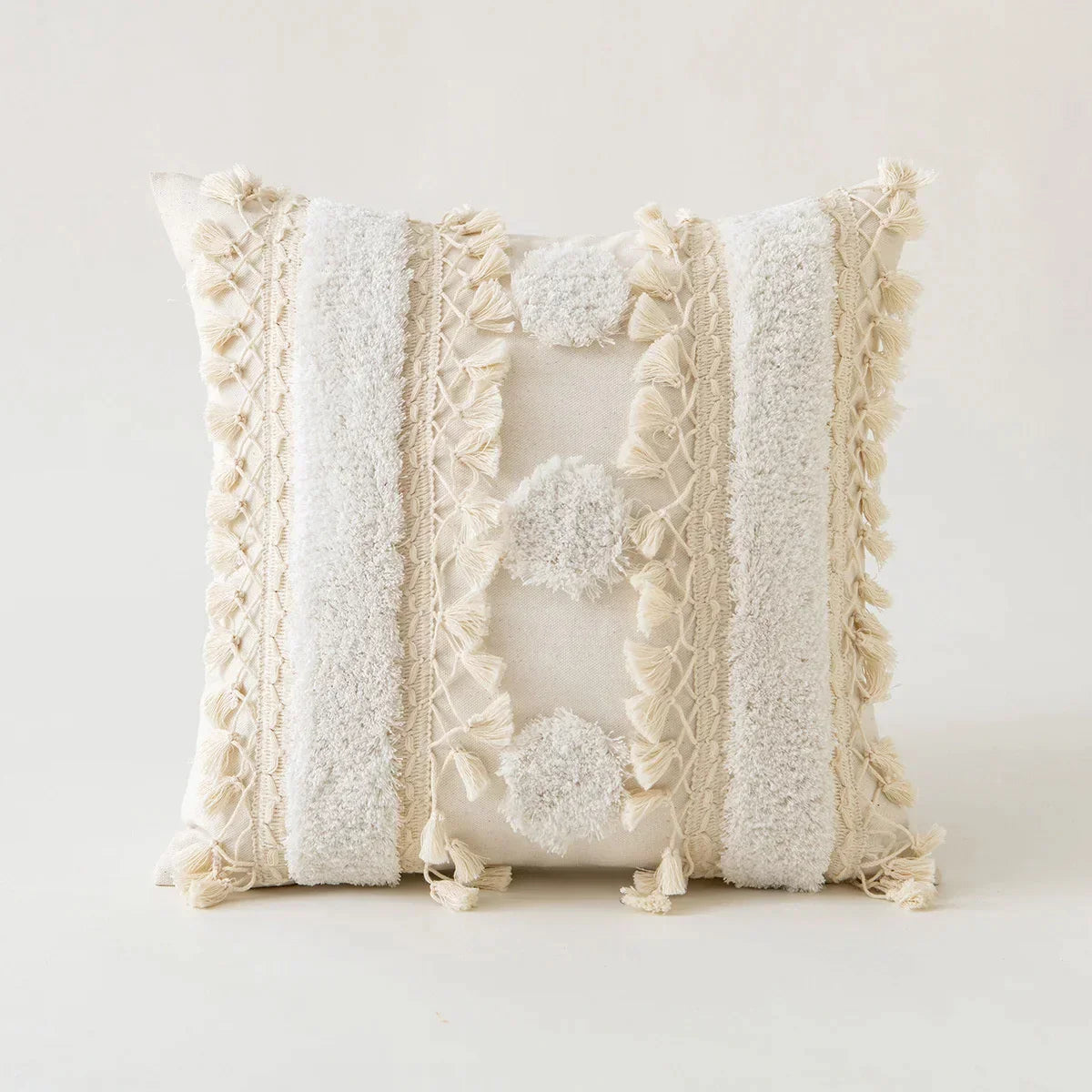 DecorBites™ Ivory Pompom Tassel Pillow Cover 45x45cm/30x50cm Home Decor Sofa Seasonable