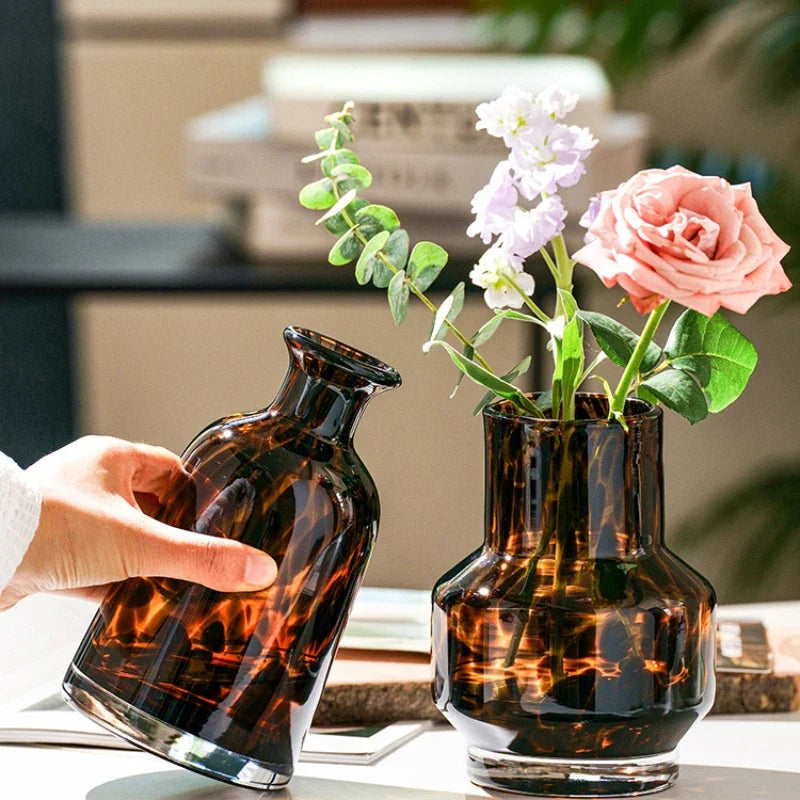 Leopard Print Luxury Glass Flower Vase Décor | Aurelia DECORBITES