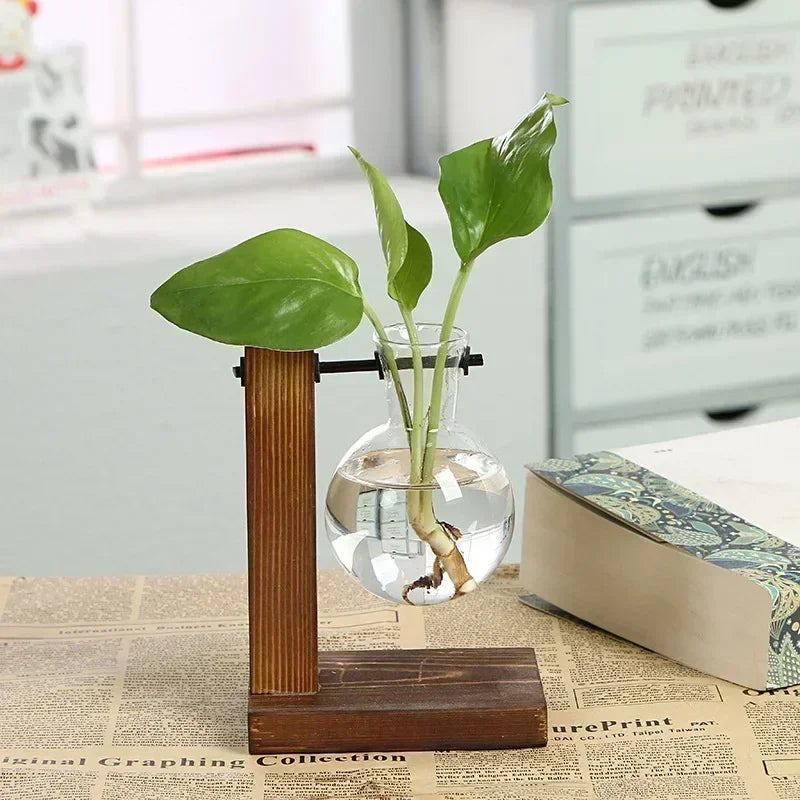 Wooden Frame Glass Terrarium Vase DECORBITES