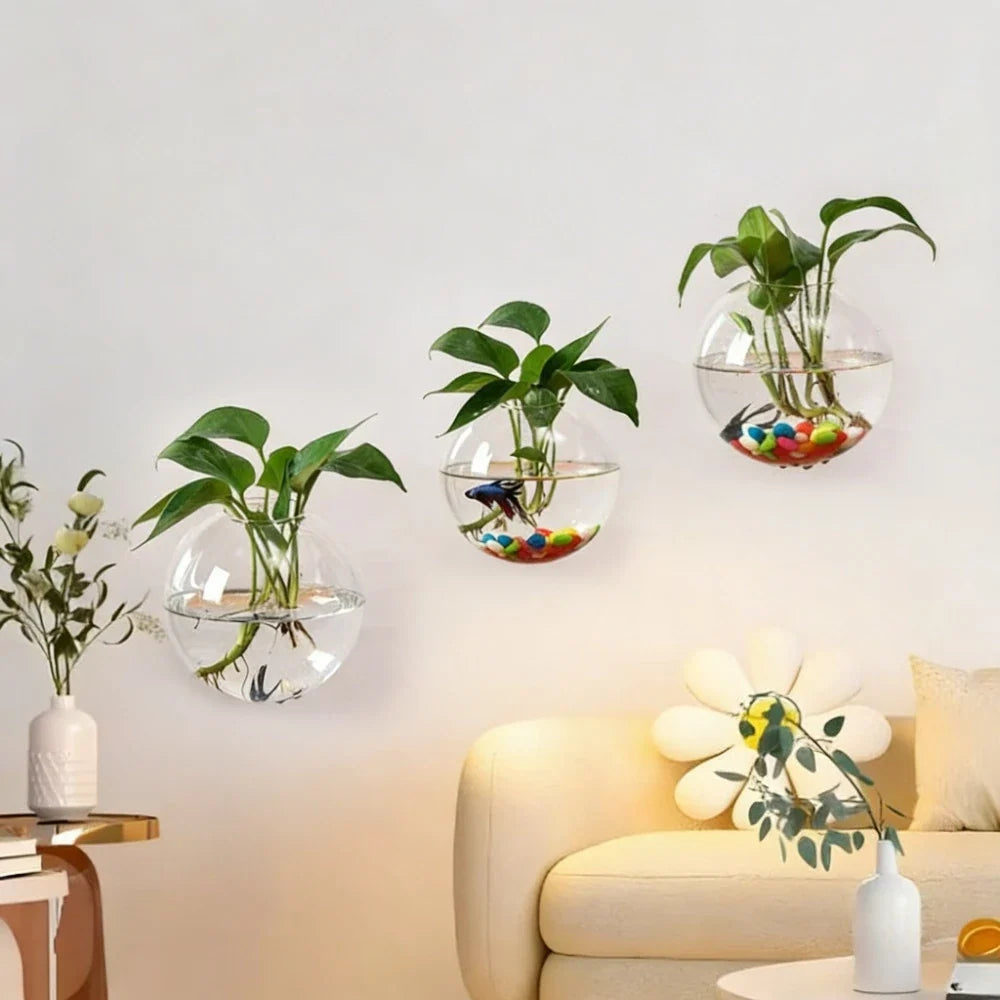 Spherical Glass Wall Hanging Vase DECORBITES