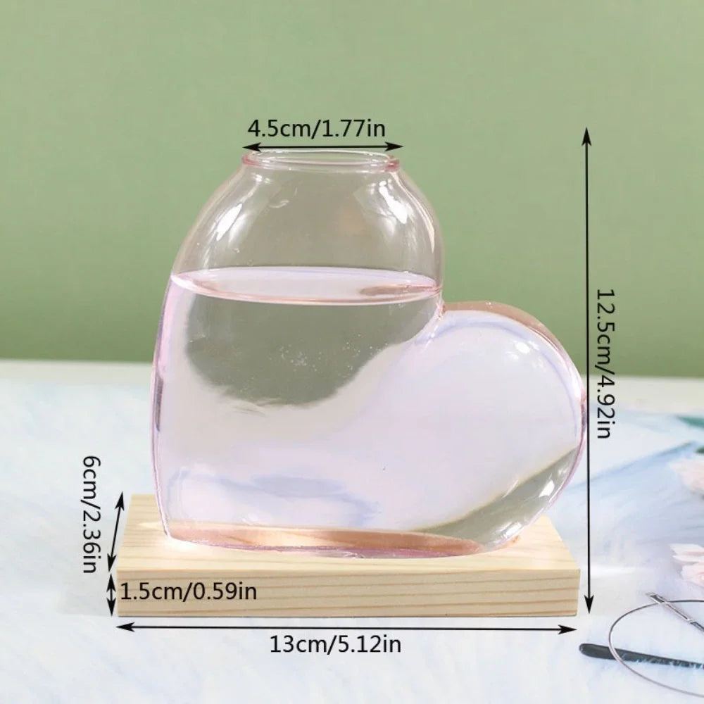 Colored Glass Heart Hydroponic Vase DECORBITES