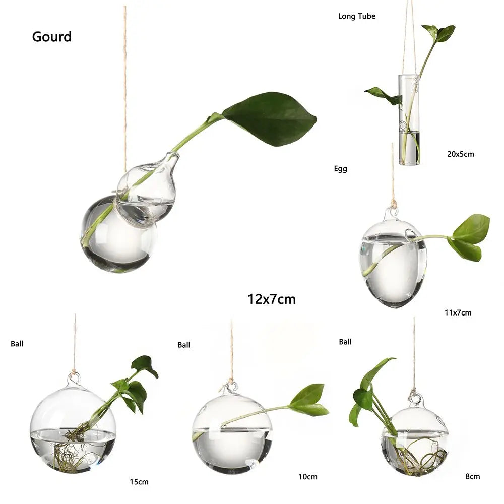 Glass Hanging Shape Hydroponic Vase DECORBITES