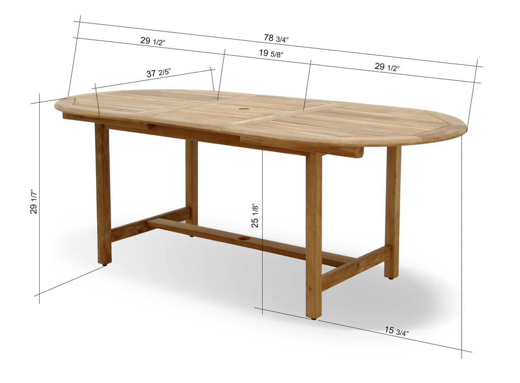 Julien FSC Certified Teak Wood Outdoor Patio Extendable Dining Set LifestyleGarden US