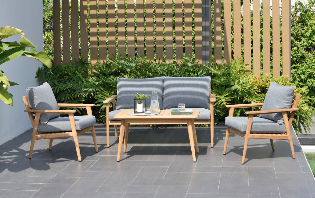 Eve FSC Teak Outdoor Conversation Set with Cushions LifestyleGarden US
