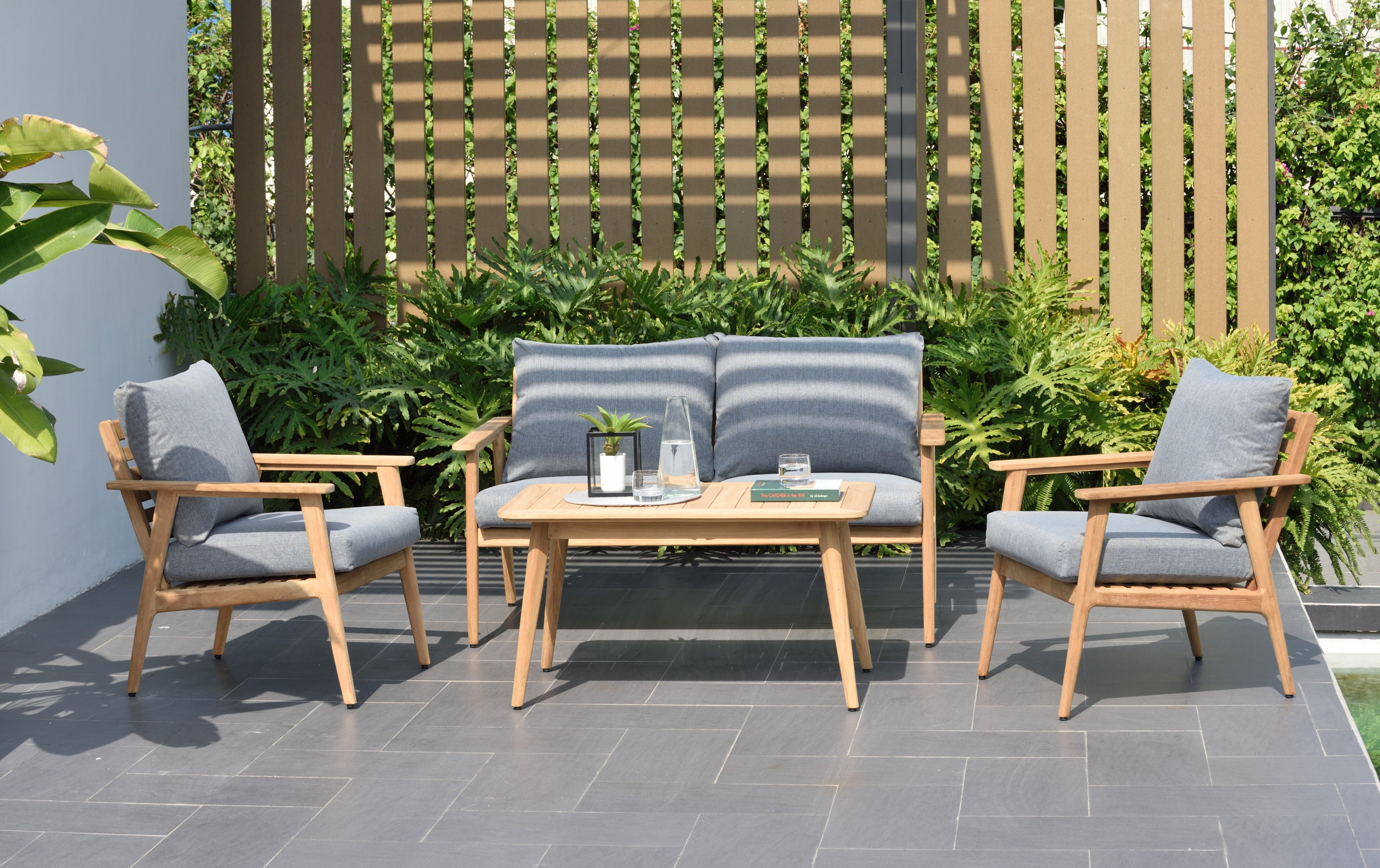 Eve FSC Teak Outdoor Conversation Set with Cushions LifestyleGarden US