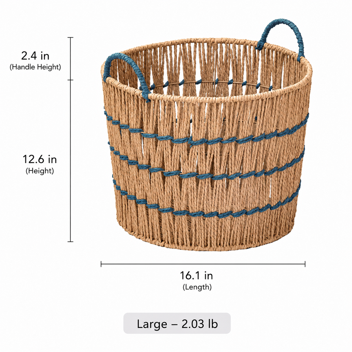Blue Accent Woven Storage Basket RusticReach