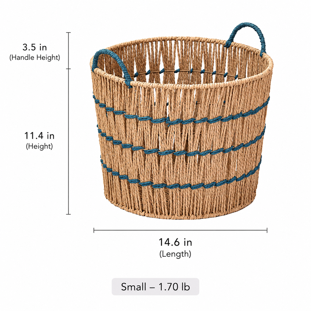 Blue Accent Woven Storage Basket RusticReach