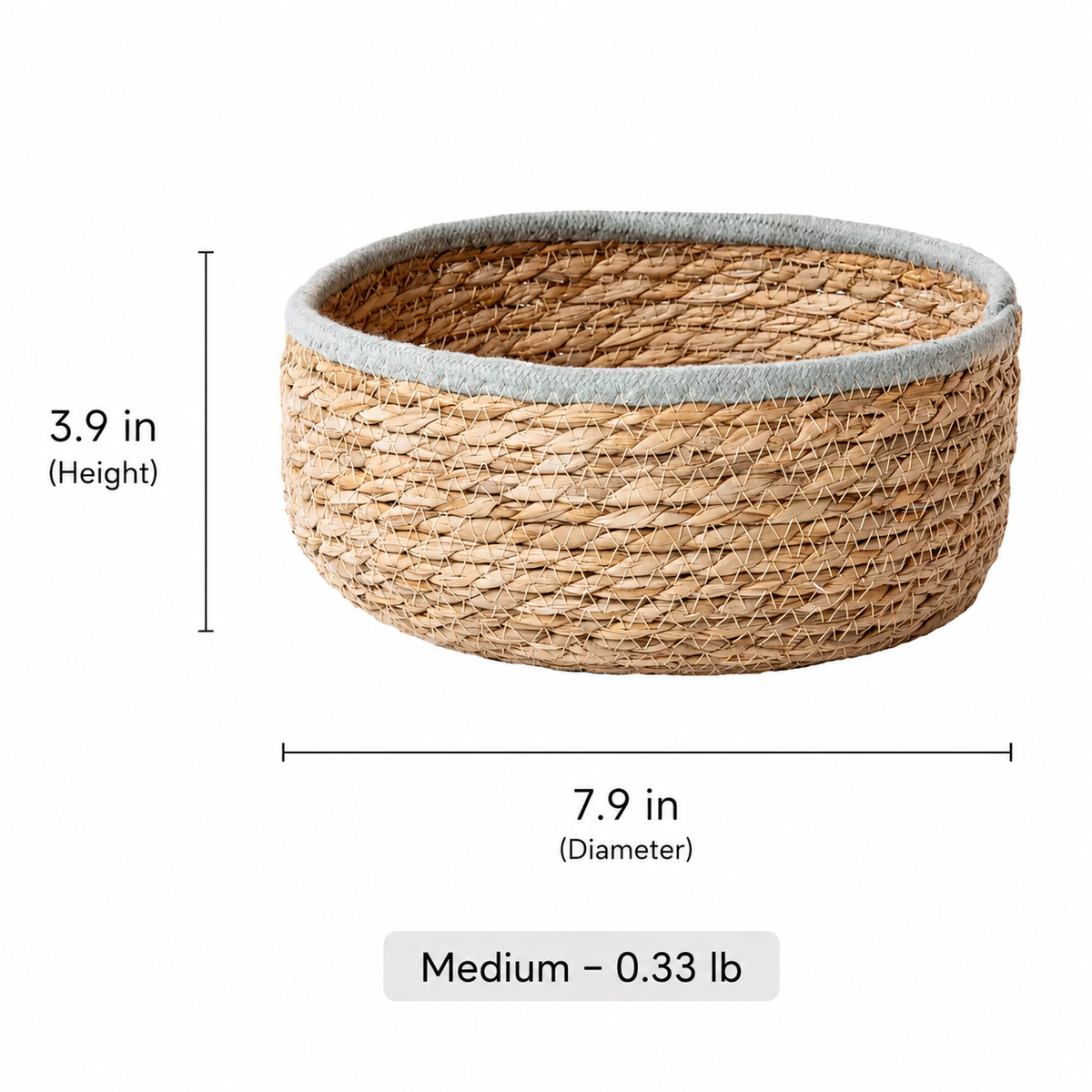 Blue-Trim Seagrass Storage Basket RusticReach