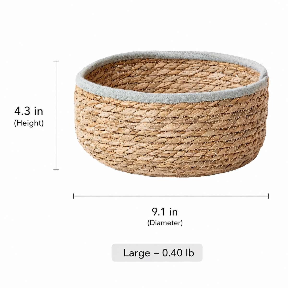Blue-Trim Seagrass Storage Basket RusticReach