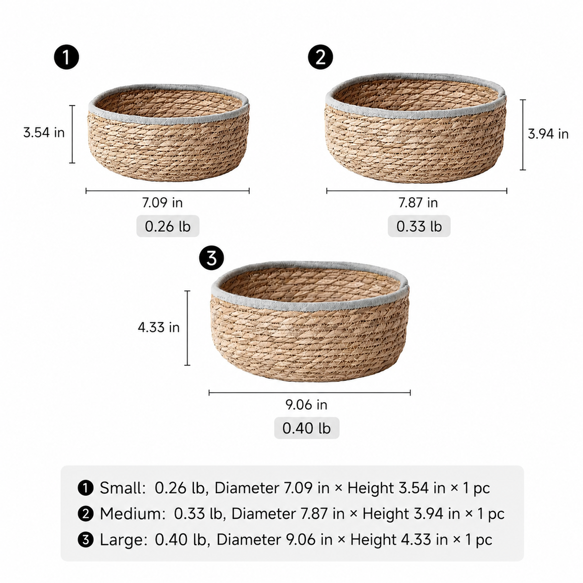 Blue-Trim Seagrass Storage Basket RusticReach